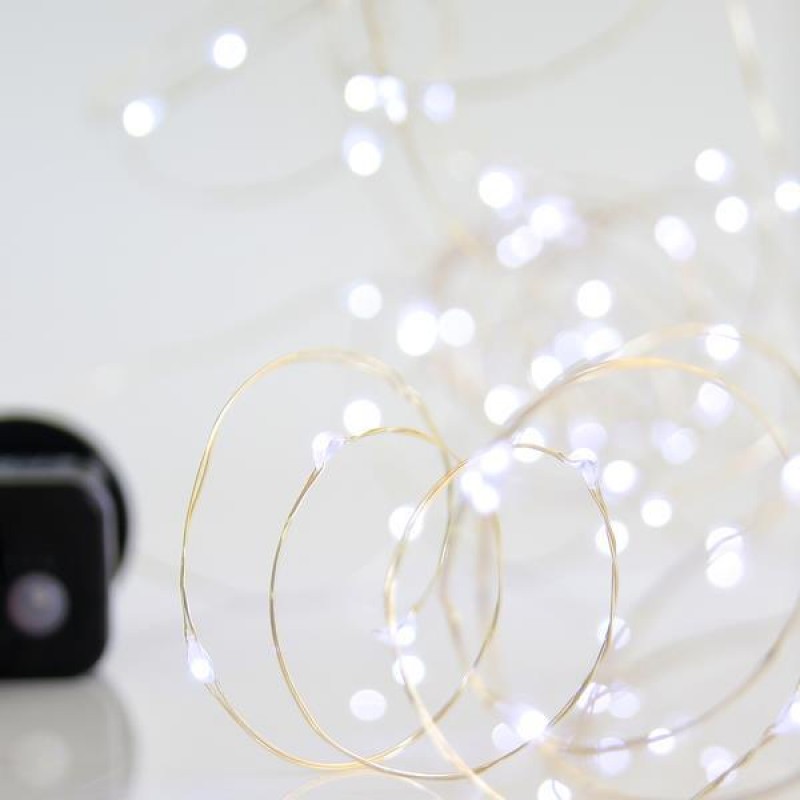 LINE 300 MINI LED, 4.5V ADAPTOR, STEADY, SILVER COPPER WIRE, WHITE LED PER 10cm, LEAD WIRE 5m, IP44 600-11709