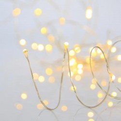 LINE 300 MINI LED, 4.5V ADAPTOR, STEADY, SILVER COPPER WIRE, WARM WHITE LED, PER 10cm, LEAD WIRE 5m, IP44 600-11710