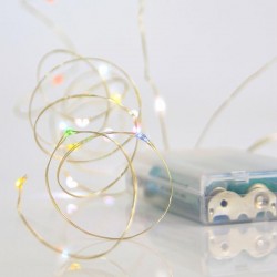 LINE, 20 MINI LED, BATTERY BOX 3xAA, SILVER COPPER WIRE, MULTICOLOR LED PER 10cm, LEAD WIRE 10cm, IP20 600-11714