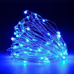 LINE 100 MINI LED, 4.5V ADAPTOR, STEADY, SILVER COPPER WIRE, BLUE LED PER 10cm, LEAD WIRE 5m, IP44 600-11722