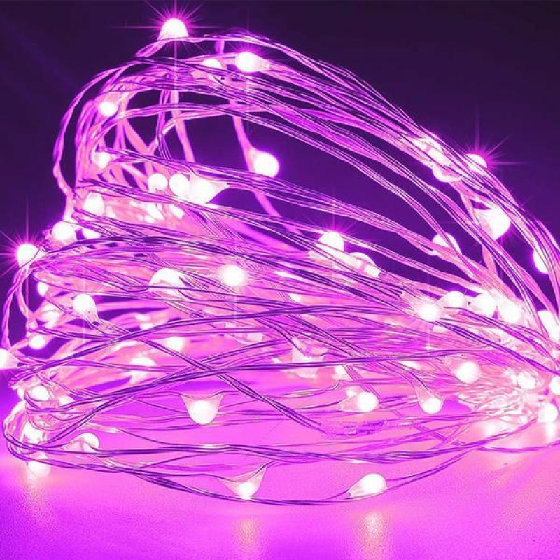 СВЕТЛИННА ЛЕНТА 100 LED, РОЗОВИ, СРЕБЪРНА ТЕЛ СВЕТЛИННА ЛЕНТА 100 LED, РОЗОВИ, СРЕБЪРНА ТЕЛ