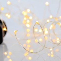LINE 100 MINI LED, 4.5V ADAPTOR WITH 8 MULTIFUNCTIONS, COPPER COLOR WIRE, DAYLIGHT LED PER 10cm, LEAD WIRE 5m, IP44 600-11741