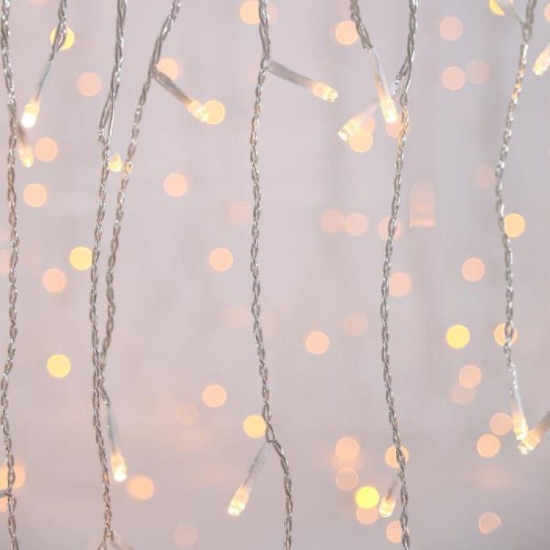 ICICLE, 128 LED, 24V, BLUETOOTH, WITH ADAPTOR, LEAD WIRE 500cm, TRANSPARENT WIRE, WARM WHITE AND MULTI LED, IP44 600-11851