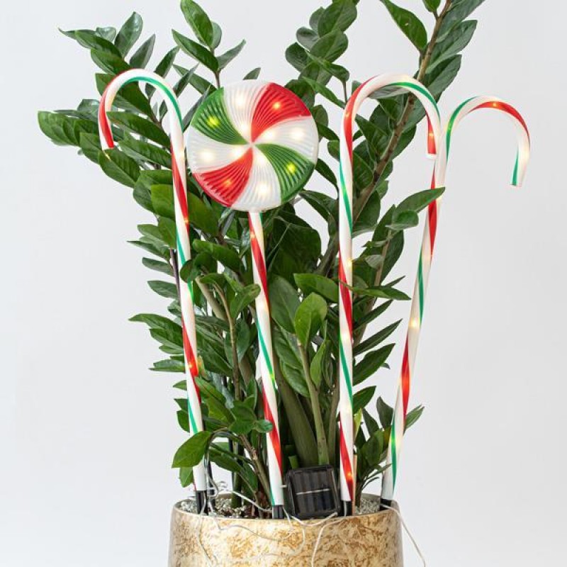 LINE PLASTIC CANDIES, MULTI, 40 WARM WHITE LED, WITH MULTIFUNCTION, SOLAR, 4PCS, PER 50cm,IP44 600-11914