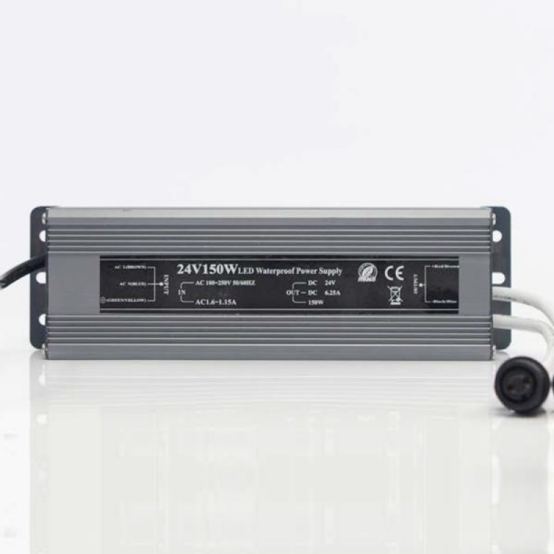 ADAPTOR WITH GREEN RUBBER LEAD WIRE, 24V, 150W, 3m, IP67 600-11989
