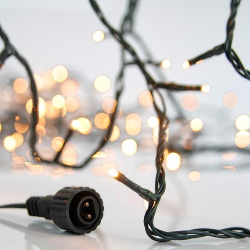 LINE, 200 LED 3mm, 31V ADAPTOR, 4 CONNECTOR UNTIL 3 SET, GREEN PVC WIRE, WARM WHITE LED, PER 5cm, LEAD WIRE 3m, IP44 600-15321