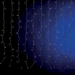 CURTAIN, 240 LED 3mm, 31V ADAPTOR, 4 CONNECTORS UNTIL 3 SET, TRANSPARENT PVC WIRE, WHITE LED, (H100 x W200cm, 20 LINES x 12 LED), LEAD WIRE 3m, IP44 600-17100