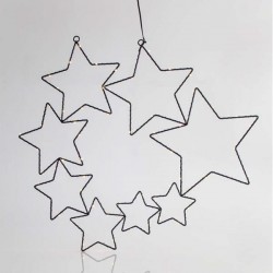 COMET, 8 STARS WITH 65 WARM WHITE LED, BLACK METAL FRAME, BLACK COPPER WIRE, 56x51cm, IP44 600-22412