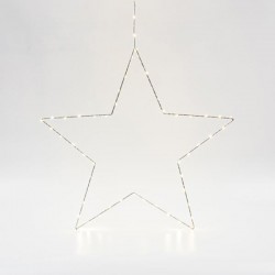 SILVER STAR LIGHTED 50cm, 50 MINI LED ON STAR AND 15 MINI LED LEAD WIRE, ADAPTOR STEADY, SILVER COPPER WIRE, WARM WHITE LED, LEAD WIRE 3m, IP44 600-22418