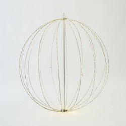 SILVER METAL BALL LIGHTED 80cm, 640 MINI LED, ADAPTOR STEADY, SILVER COPPER WIRE, WARM WHITE LED, LEAD WIRE 3m, IP44 600-22423