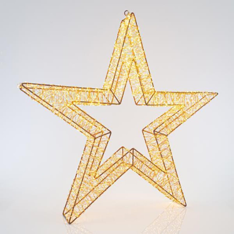 LIGHTED STAR, 4800 WARM WHITE LED, WITH ADAPTOR, COPPER WIRE, 70cm, IP44 600-22435
