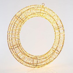 LIGHTED WREATH, 960 WARM WHITE LED, WITH ADAPTOR, COPPER WIRE, 38cm, IP44 600-22436