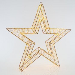 LIGHTED STAR, 960 WARM WHITE LED, WITH ADAPTOR, COPPER WIRE, 38cm, IP44 600-22440