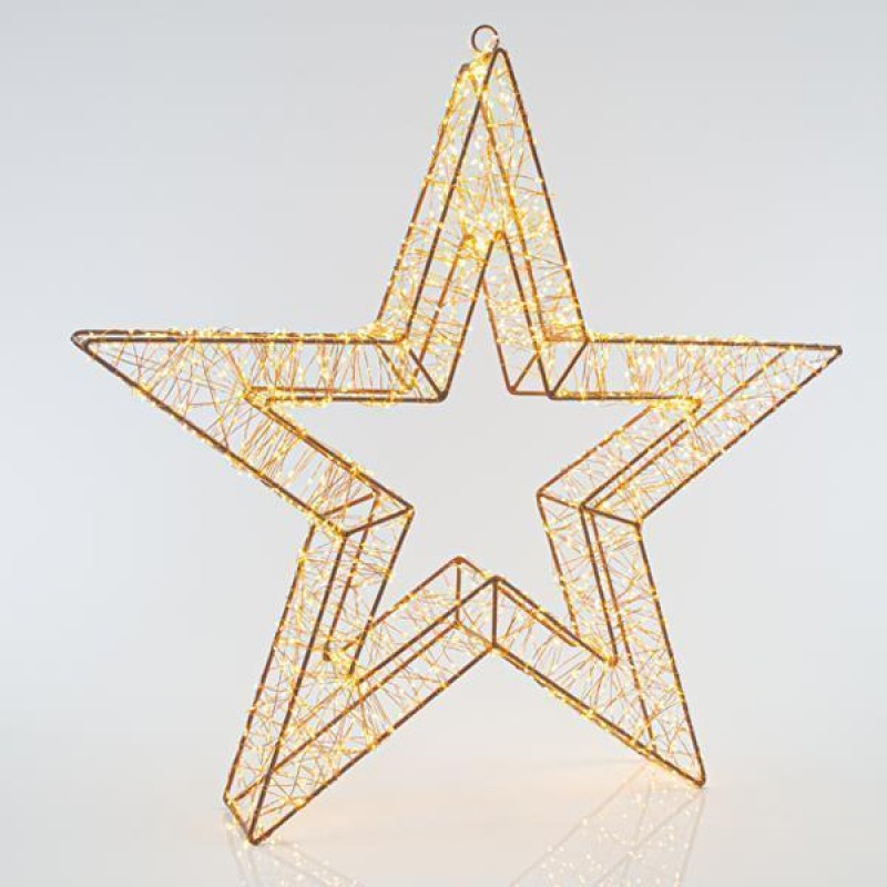LIGHTED STAR, 1440 WARM WHITE LED, WITH ADAPTOR, COPPER WIRE, 50cm, IP44 600-22441