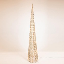 LIGHTED CONE GOLD 180cm, 1800 LED, 31V ADAPTOR, TIMER, SILVER COPPER WIRE, WARM WHITE LED, LEAD WIRE 5m, IP44 600-22478