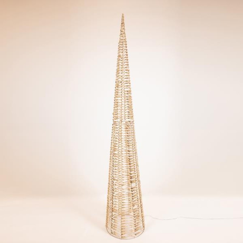 LIGHTED CONE GOLD 180cm, 1800 LED, 31V ADAPTOR, TIMER, SILVER COPPER WIRE, WARM WHITE LED, LEAD WIRE 5m, IP44 600-22478