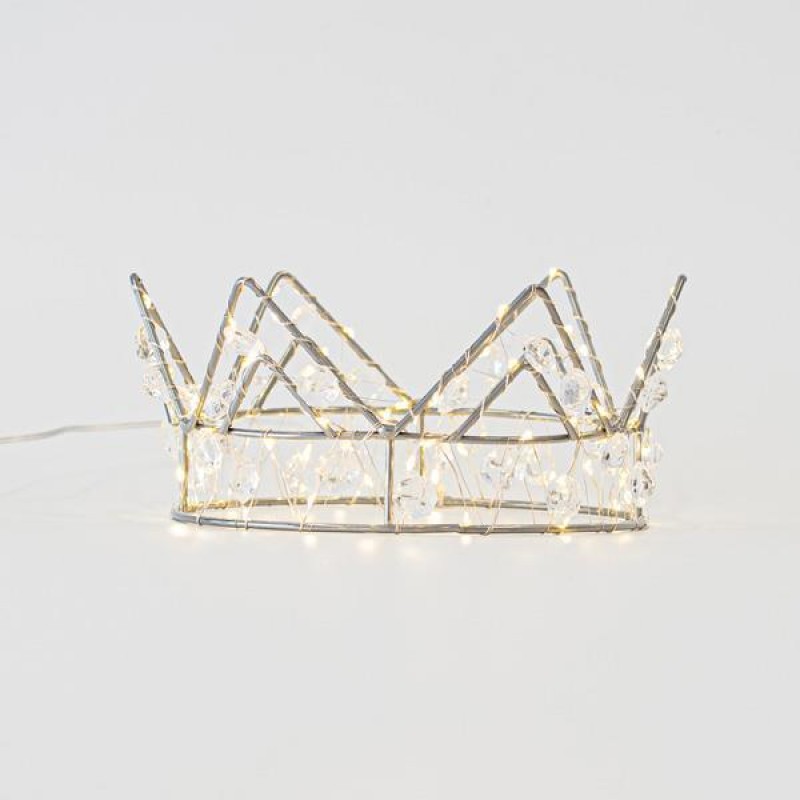 СРЕБЪРНА КОРОНА С КРИСТАЛИ И 70 LED СВЕТЛИНИ