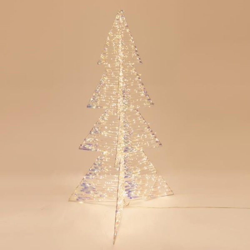 LIGHTED TREE IRIDESCENT 120cm, 960  LED, 24V ADAPTOR, TIMER, SILVER COPPER WIRE, WARM WHITE LED, LEAD WIRE 500cm, IP44 600-22491