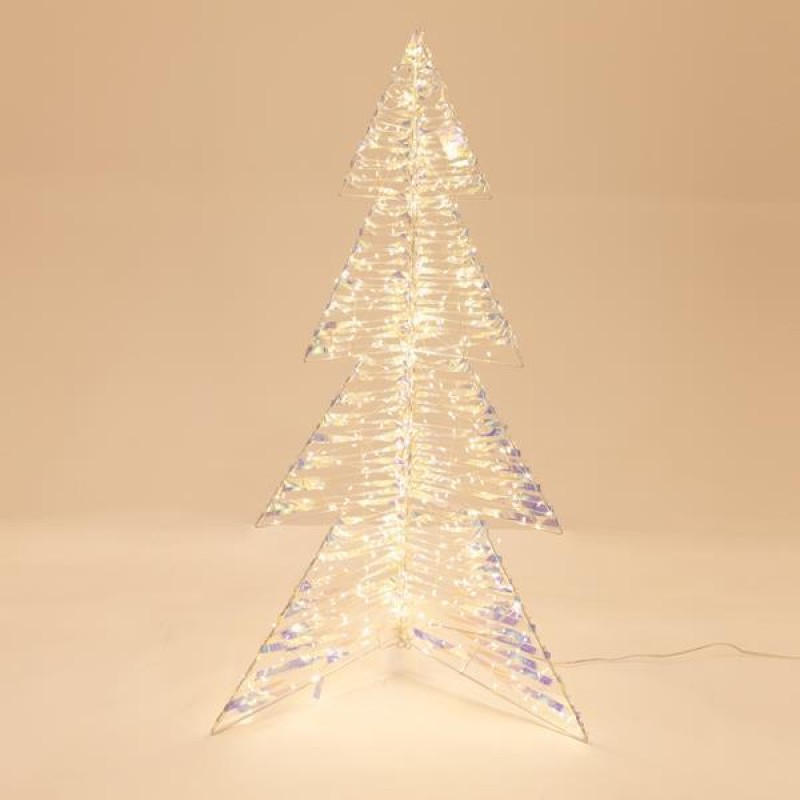 LIGHTED TREE IRIDESCENT 100cm, 720  LED, 24V ADAPTOR, TIMER, SILVER COPPER WIRE, WARM WHITE LED, LEAD WIRE 500cm, IP44 600-22492