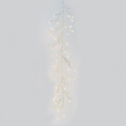 LIGHTED BRANCH WITH CRYSTALLS, 60 WARM WHITE LED, CHAMPAGNE, BATTERY OPERATED, WITH TIMER, 150cm 600-22510