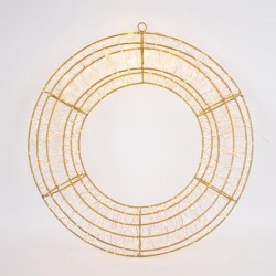 LIGHTED WREATH 58cm, 1200 LED, 31V ADAPTOR, TIMER, BRONZE METAL FRAME, BRONZE COPPER WIRE, WARM WHITE LED, LEAD WIRE 5m, IP44 600-22534