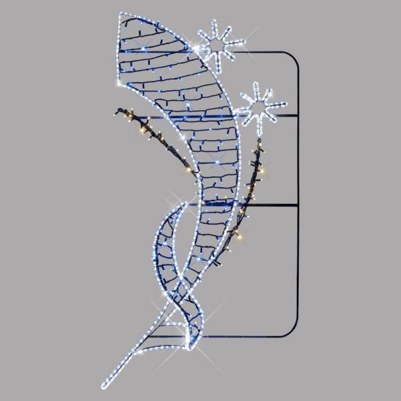 POLE DECORATION PROFESSIONAL DESIGN ALUMINUM WITH LITTLE STARS, WHITE LED ROPE LIGHT, WITH WARM WHITE AND BLUE LED,90χ200 IP65 600-23045