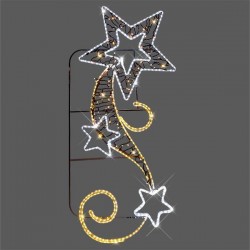 POLE DECORATION PROFESSIONAL DESIGN ALUMINUM WITH STAR, WHITE AND WARM WHITE LED ROPE LIGHT, WITH WARM WHITE LED, 73χ175,IP44 600-23049