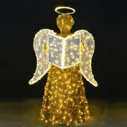 PROFESSIONAL DESIGN 3D, ANGEL WITH BOOK, YELLOW AND WHITE LED ROPE LIGHT, IP44 600-23368