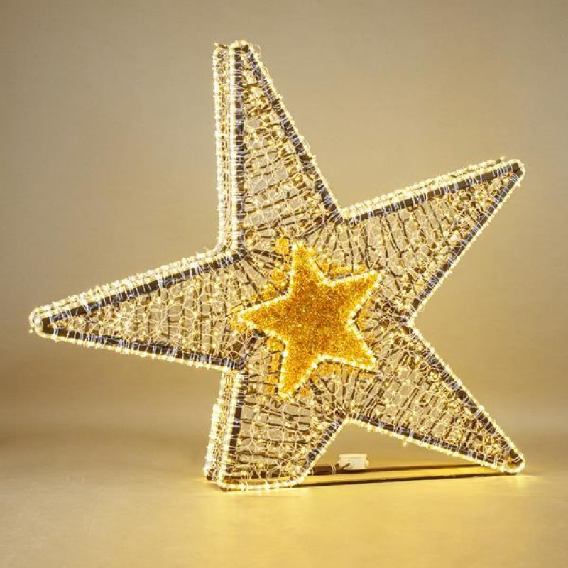 PROFESSIONAL DESIGN, STAR 3D, WARM WHITE LED ROPE LIGHT, WARM WHITE LED, 153x135x20cm, IP65 600-23395