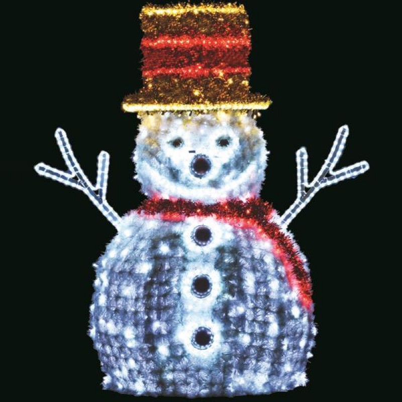 PROFESSIONAL DESIGN, SNOWMAN 3D, WHITE AND YELLOW LED ROPE LIGHT, WHITE LED, 155x130x80cm, IP65 600-23402