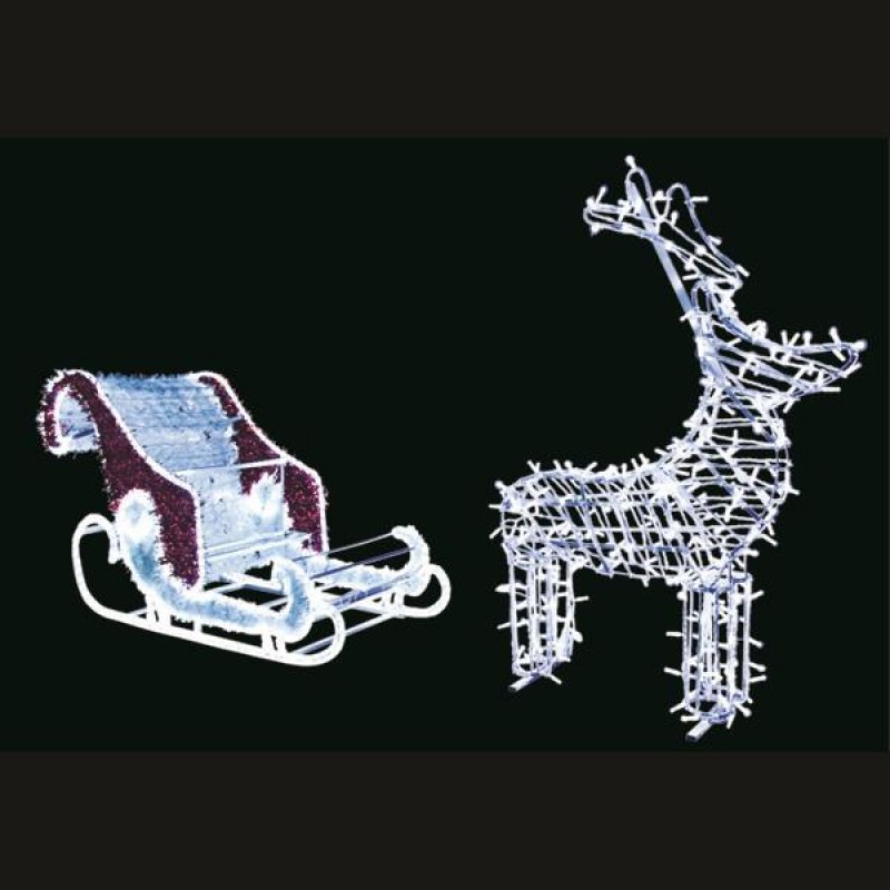 PROFESSIONAL DESIGN, SLEIGH 3D, WHITE LED ROPE LIGHT, 80x135x50cm, IP65 600-23403