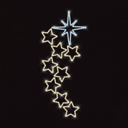 PROFESSIONAL POLE DESIGN, BETHLEEM STAR AND STARS, WARM WHITE AND WHITE LED ROPE LIGHT, 190x80cm, IP65 600-23417