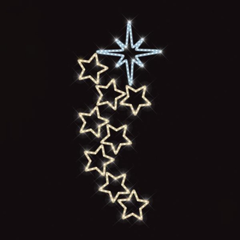PROFESSIONAL POLE DESIGN, BETHLEEM STAR AND STARS, WARM WHITE AND WHITE LED ROPE LIGHT, 190x80cm, IP65 600-23417