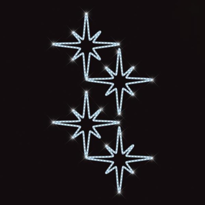 PROFESSIONAL POLE DESIGN, BETHLEEM STARS, WHITE LED ROPE LIGHT, 160x90cm, IP65 600-23418
