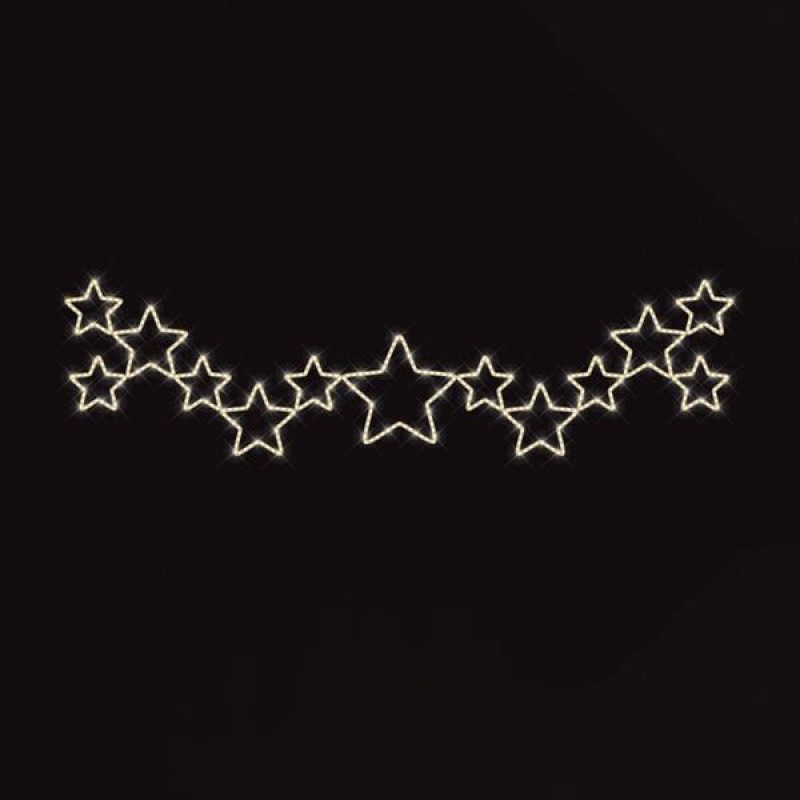 PROFESSIONAL DESIGN, ALUMINUM GARLAND WITH STARS, WARM WHITE LED ROPE LIGHT, 100x450cm, IP65 600-23428