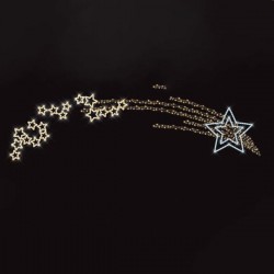 PROFESSIONAL DESIGN, ALUMINUM GARLAND, COMET WITH STARS, WHITE AND WARM WHITE LED ROPE LIGHT, WARM WHITE LED, 120x550cm, IP65 600-23431