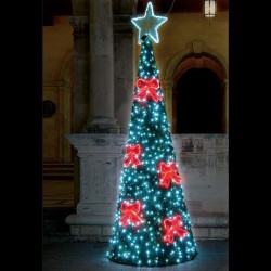 PROFESSIONAL DESIGN,CHRISTMAS TREE 3D, WHITE AND RED LED ROPE LIGHT, WHITE LED, 700x260cm, IP65 600-23434
