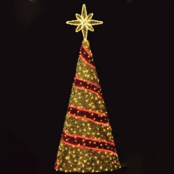 PROFESSIONAL DESIGN,CHRISTMAS TREE 3D, WARM WHITE AND RED LED ROPE LIGHT, WARM WHITE LED, 500x200cm, IP65 600-23437