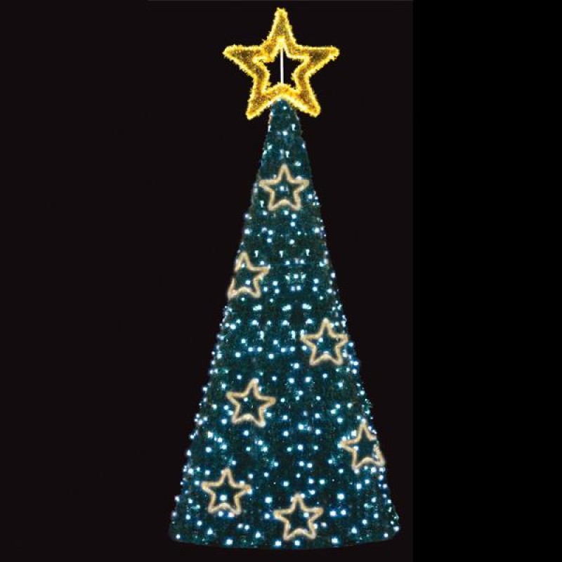 PROFESSIONAL DESIGN,CHRISTMAS TREE 3D, WARM WHITE AND YELLOW LED ROPE LIGHT, WHITE LED, 330x140cm, IP65 600-23438