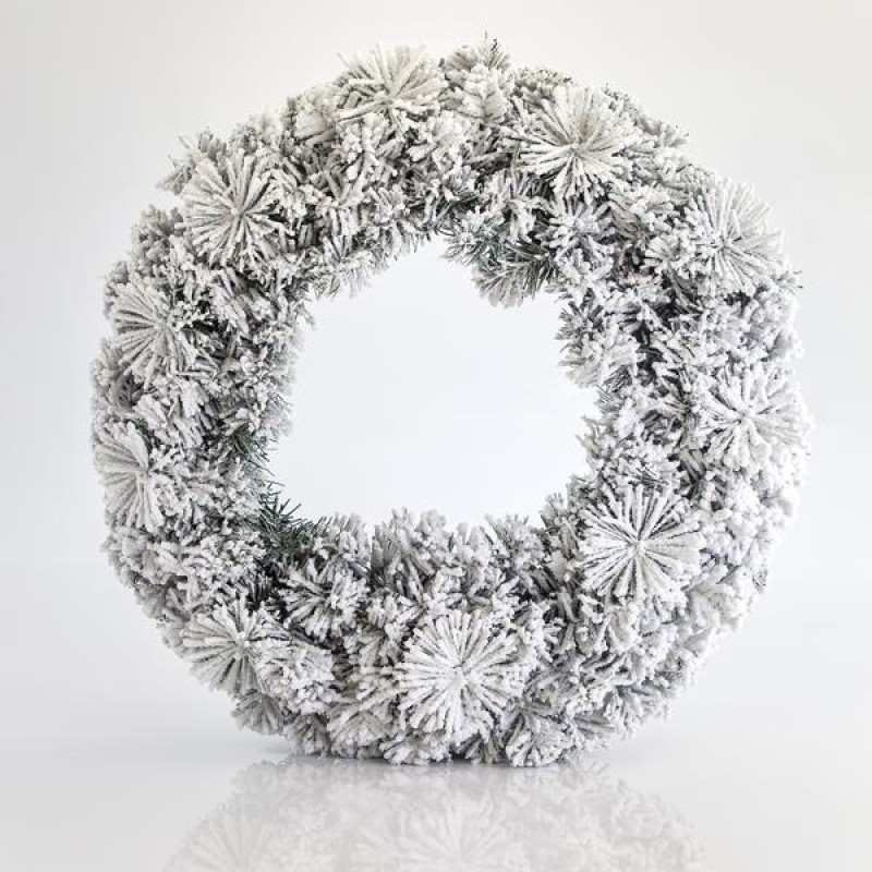 NATURAL SNOWY WREATH, 50cm 600-30212