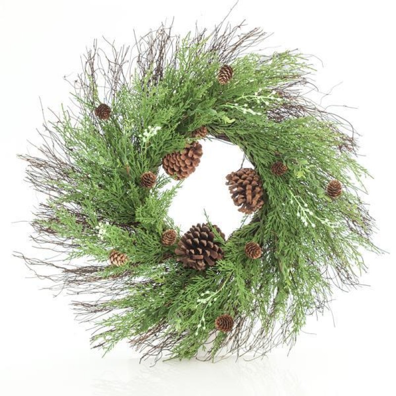 WREATH WITH PINE NEEDLE AND PINE CONES, 71cm 600-30217