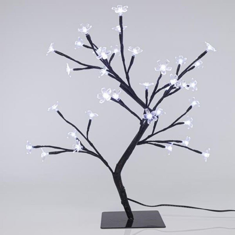 CHERRY TREE, 36 LED 5mm WITH TRANSPARENT SILICONE FLOWERS, WITH ADAPTOR, WHITE LED, LEAD WIRE 500cm, 45cm, IP44 600-30514