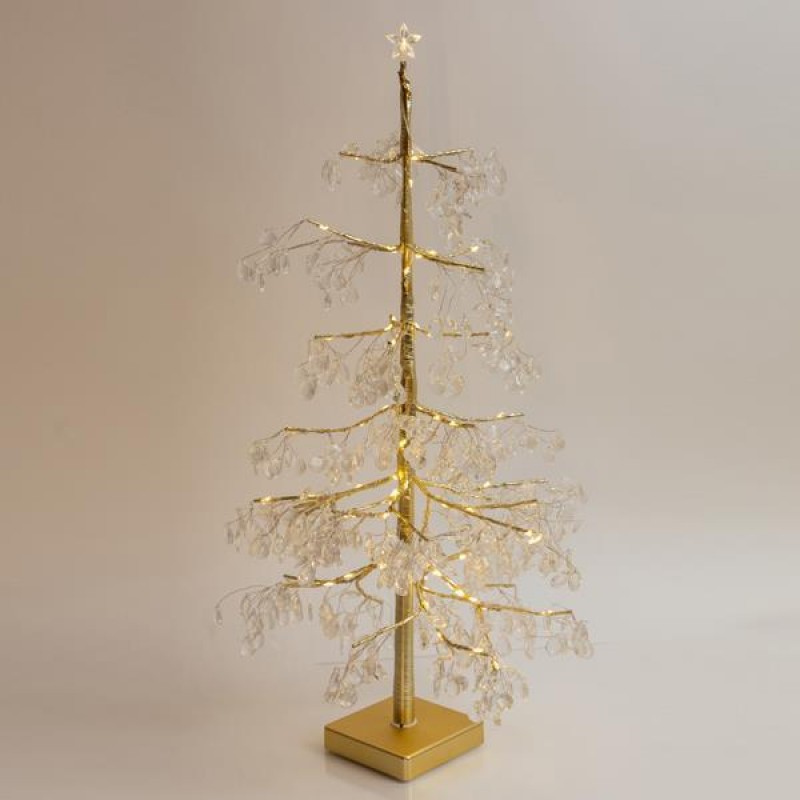ACRILIC CHAMPAGNE TREE WITH TOP STAR, BATTERY BOX 3xAA, TIMER, 80 WARM WHITE MINI LED, 60cm, IP20 600-30546