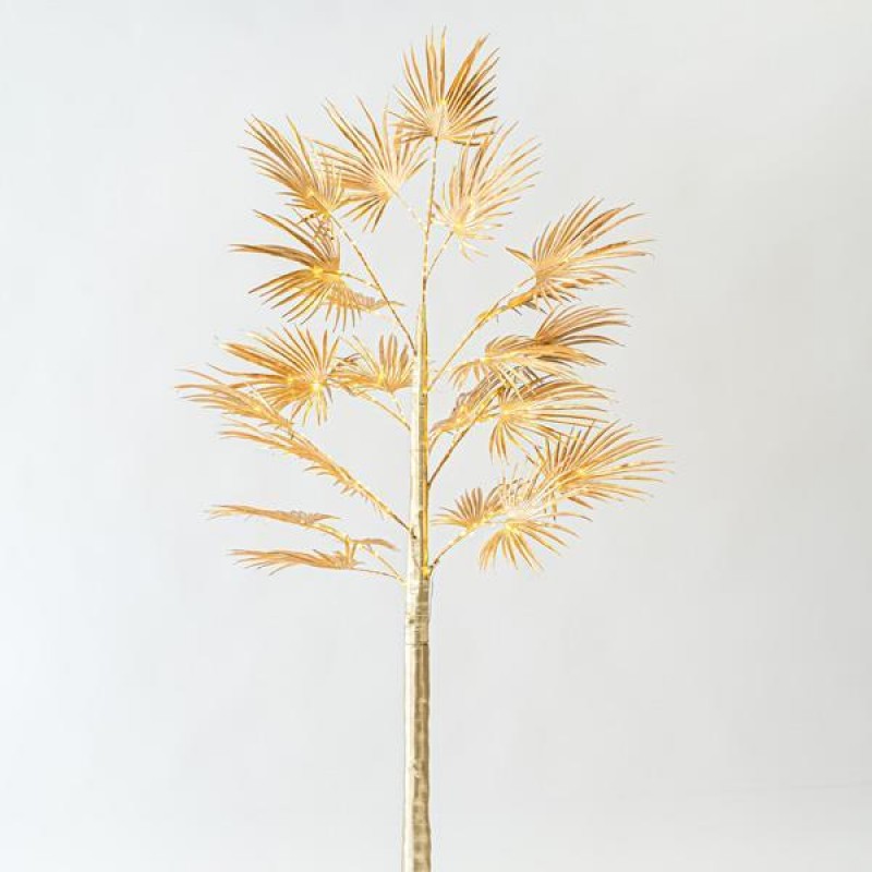 BROAD LEAVE TREE WITH GOLD LEAVES 1,8m, ADAPTOR, 140 MINI LED WARM WHITE, LEAD WIRE 3m, IP44 600-30578