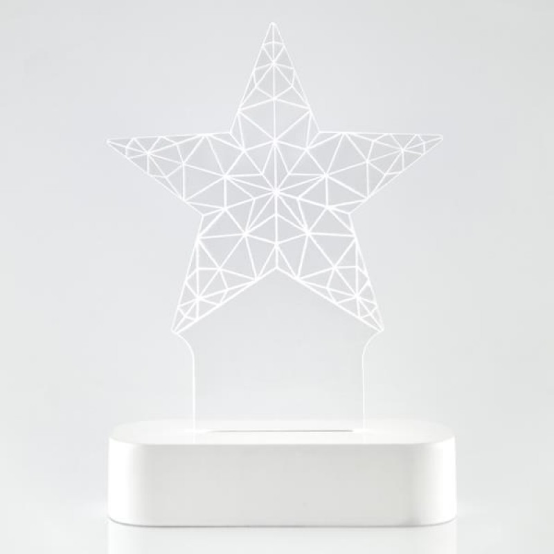 LIGHTED STAR PLEXI GLASS, 5 LED, BATTERY OPERATED, 13x5,5x19,5cm 600-40274