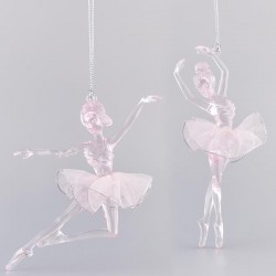 ACRYLIC BALLERINAS PINK TRANSPARENT WITH PINK GLITTER, 2 DESIGN, 10,2x1,27x12,7cm 600-40760