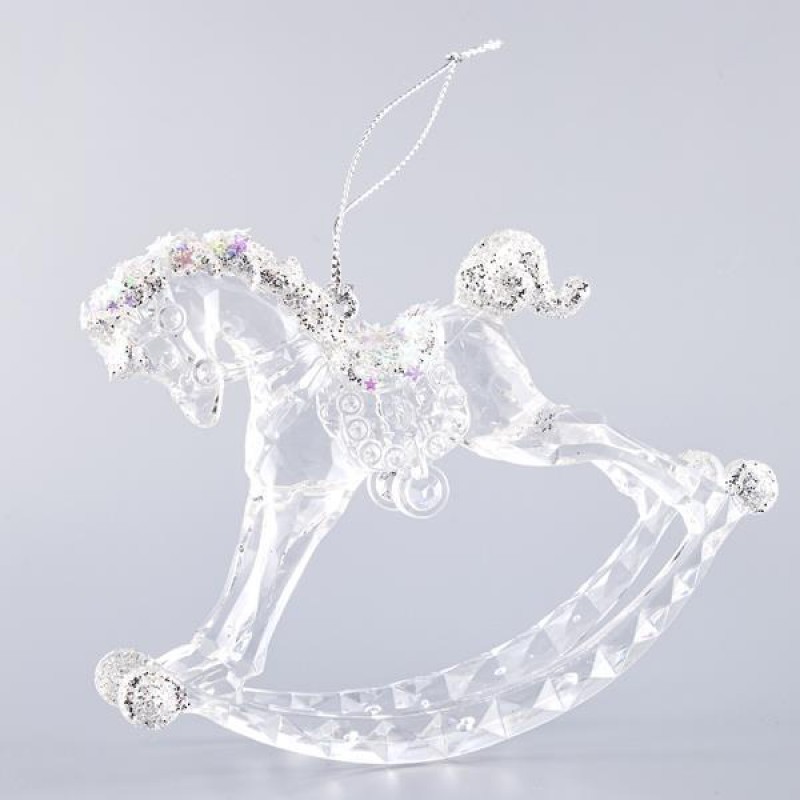 ACRYLIC ROCKING HORSE, TRANSPARENT, 12,3x10cm 600-40771