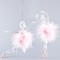 BALLERINA ACRYLIC TRANSPARENT, WITH PINK FEATHERS, 2 DESIGNS, 9,5x13,6cm, PRICE PER PIECE 600-40786