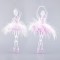 BALLERINA ACRYLIC TRANSPARENT, WITH PINK FEATHERS, 2 DESIGNS, 7,5x17cm, PRICE PER PIECE 600-40789