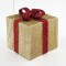 FABRIC GIFT BOX, GOLD WITH RED RIBBON, 30cm 600-40836